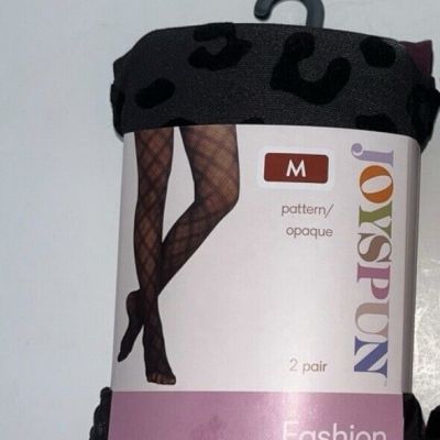 Joyspun Leopard and Opaque Tights Size M 2 Pack